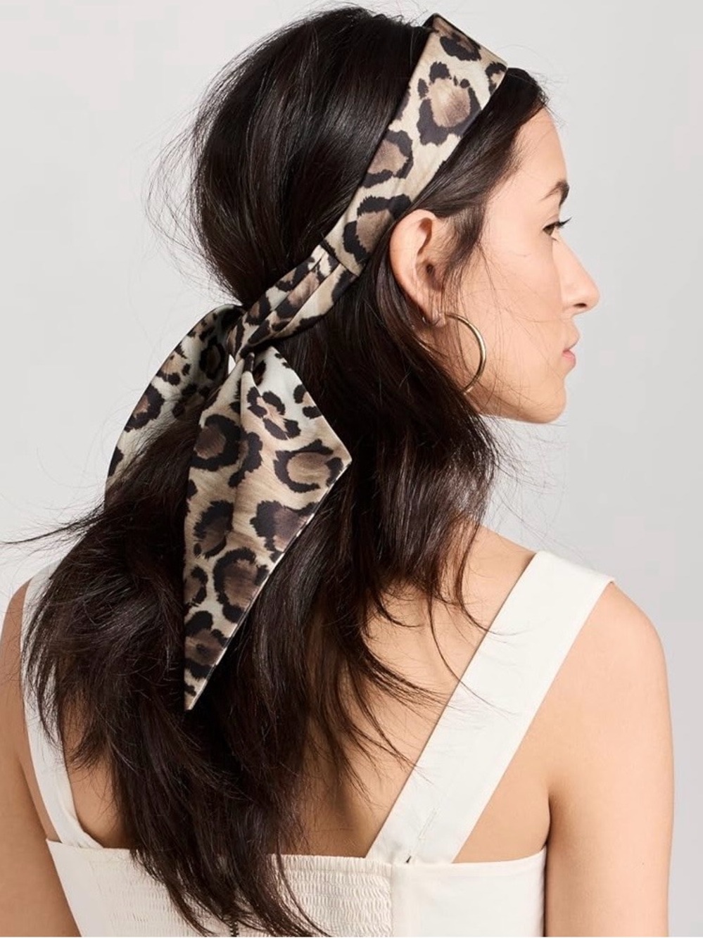 Eugenia Kim Leopard-Print Silk Hair Scarf in Beige and Brown